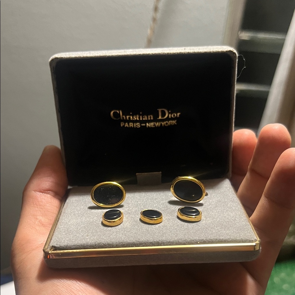 Dior Elegant Gold and Black Cufflinks